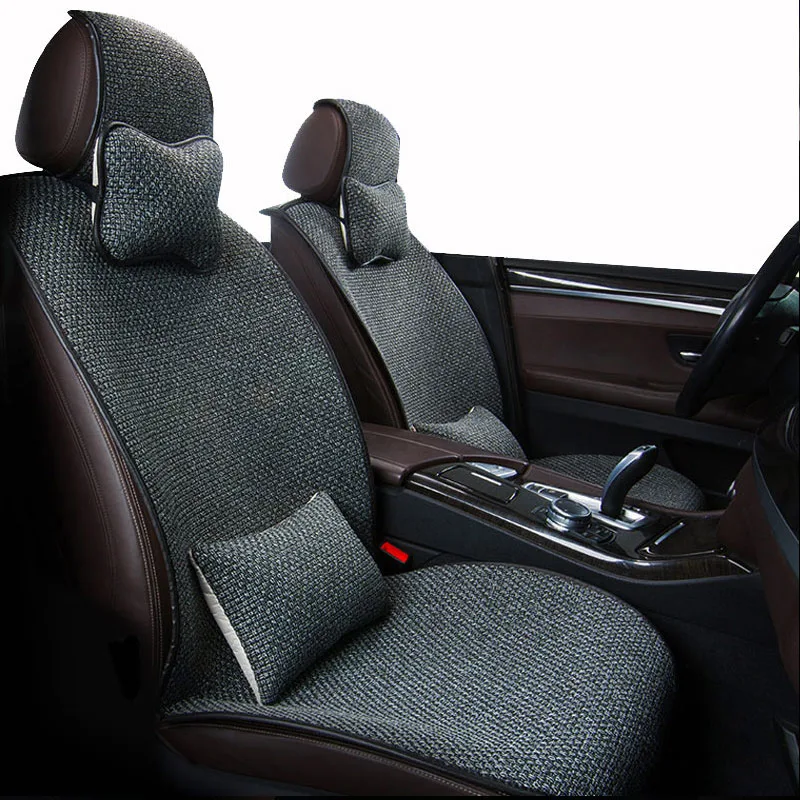 Универсальные автомобильные сиденья всесезонные подушки из льняного шелка 5