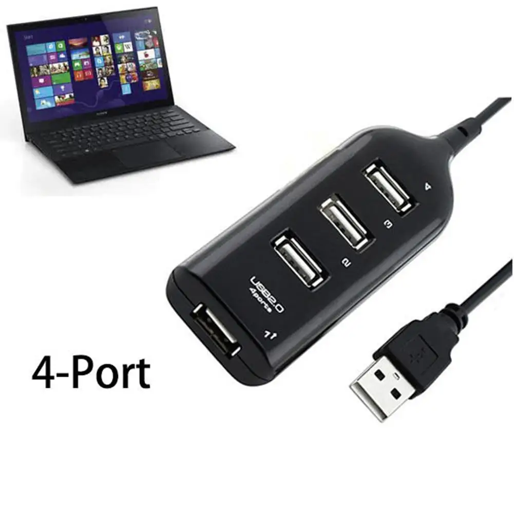 Новое поступление l черный USB 2 0 Hi-Скорость 4-Порты и разъёмы разветвитель адаптер