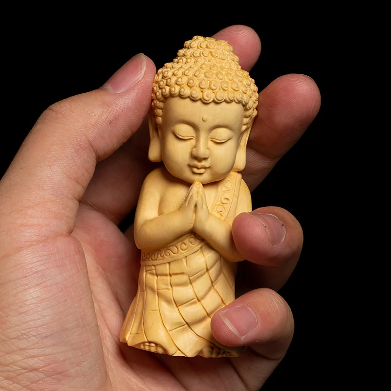 Статуя маленького Будды 7 8 см Shakyamuni Boxwood статуя фэн шуй скульптура ремесла