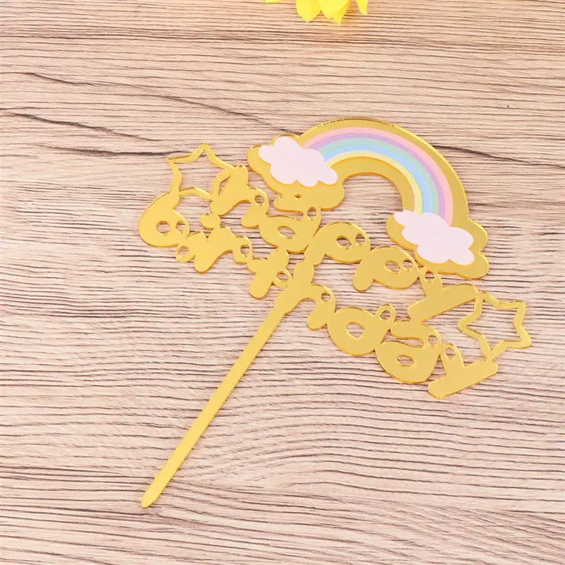 2 шт. акриловый Радужный торт Топпер С Днем Рождения украшения торта топперы для