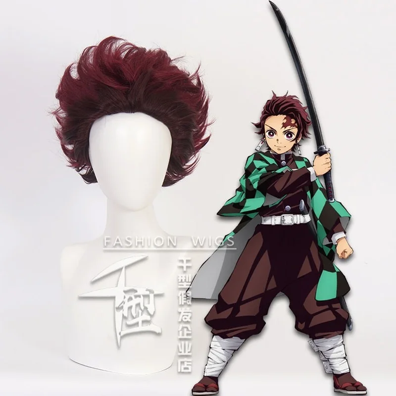 

Demon Slayer Kimetsu no Yaiba Tanjiro Kamado Tanjirou Short Wig Cosplay Costume Synthetic Hair Men Women Carnival Party Wigs
