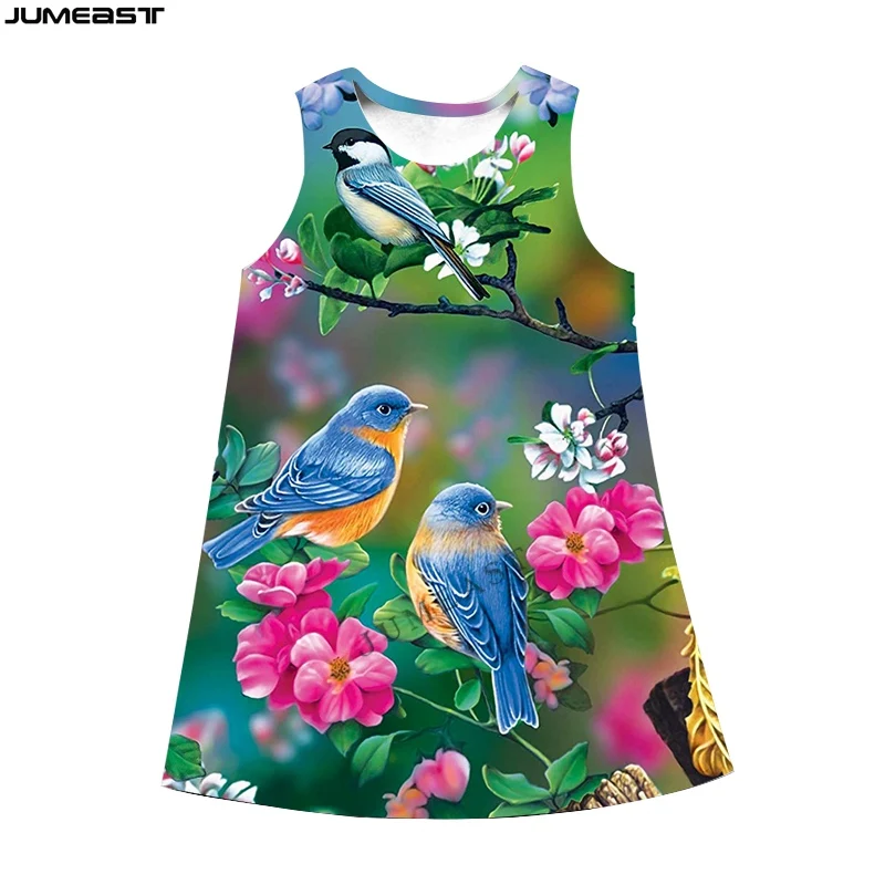 

Jumeast Y2k Women 3D Printed Dresses Lovely Animal Bird Parrot Summer Fashion Hip Hop Sleeveless Dress Suspender Nightdress