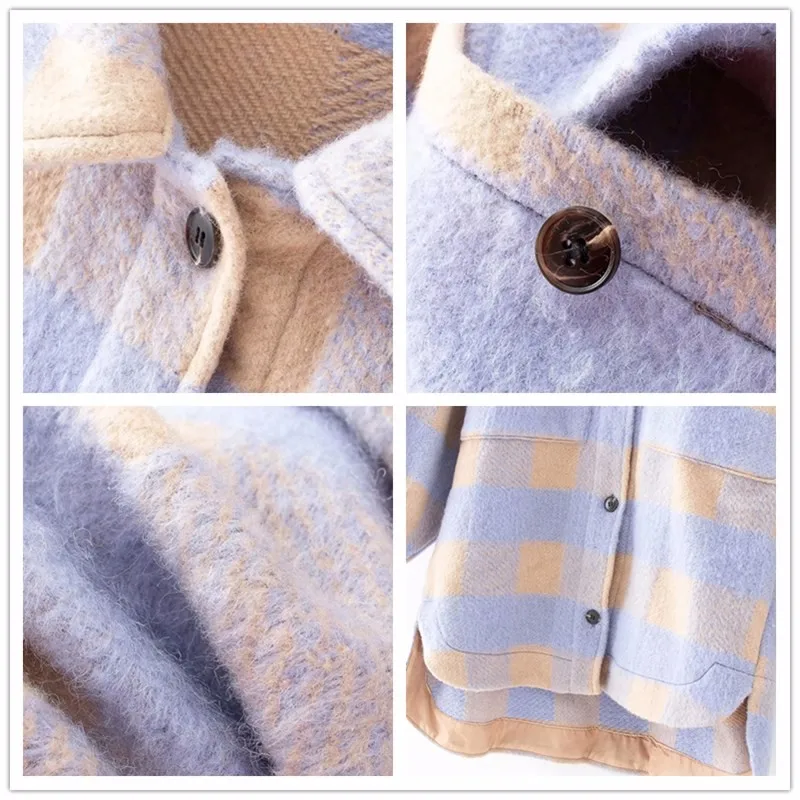 

Lusumily Fashion Thick Plaid Spring JacketWomen Big Plaid Thick Woolen Shirt Jacket Women Shirt Coat Winter Jackets Casual Top