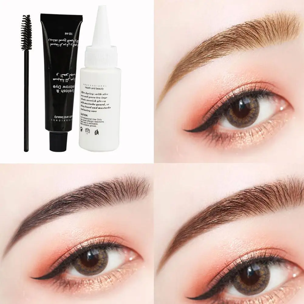 1 Set Eyebrow Dye Kit Eyelashes Cream Professional Plant Natural Color Brown Easy Gel Tint Brow Black O9V7 | Красота и здоровье