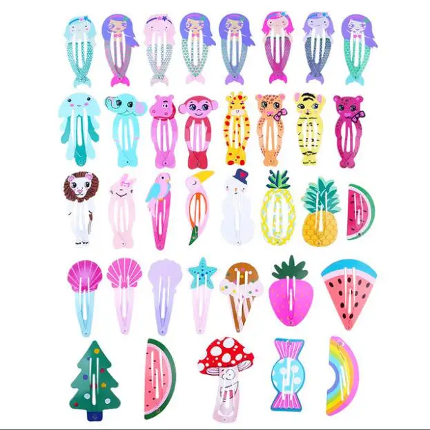 Hair Clips for Girls No Slip Metal Snap Barrettes Kids Teens Women Cute Candy Color Cartoon Design Pins | Детская одежда и обувь