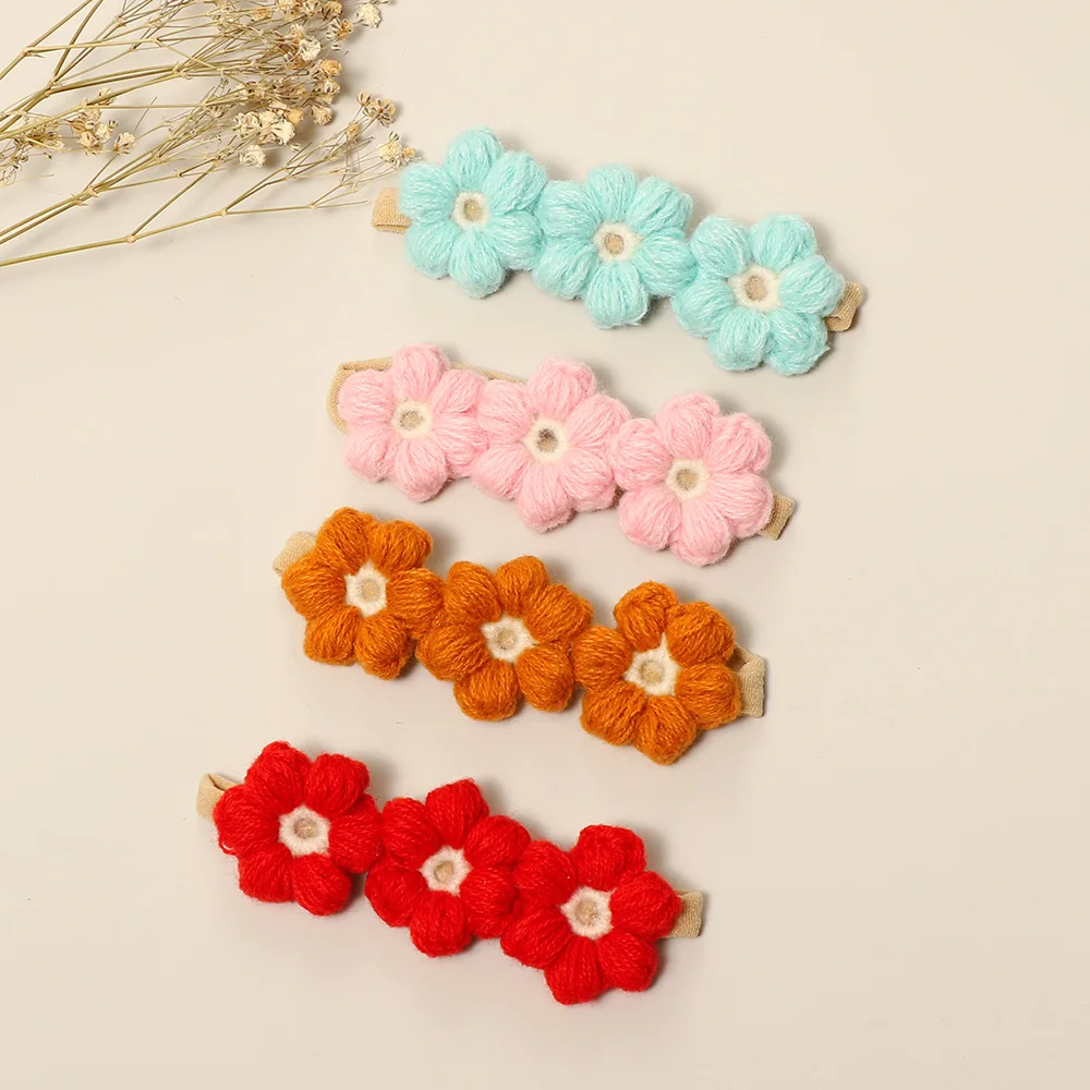 

Kawaii baby accessories hair clip baby safe Cute little flower knitting comfortable seamless hairpin haarbandjes baby meisje
