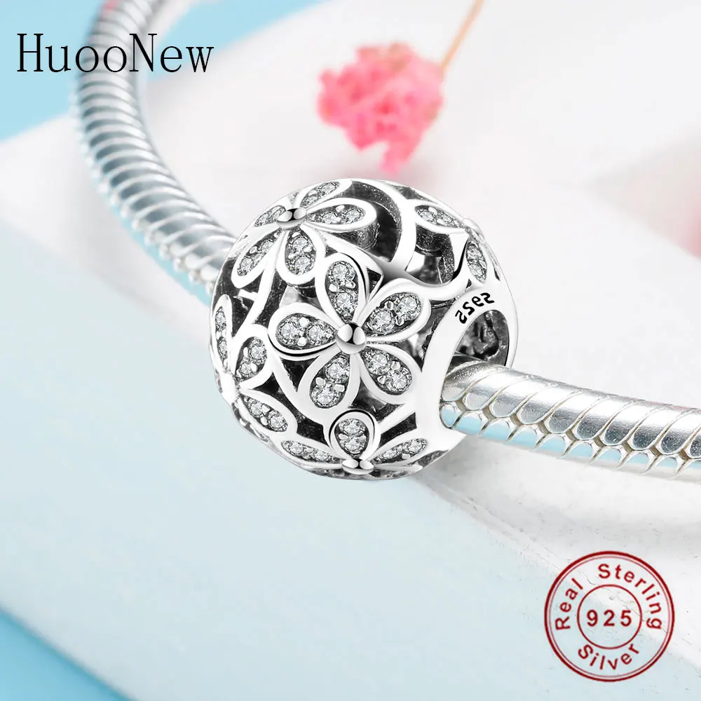 Подходят для оригинального браслета-талисмана четкий CZ пять лепестков Цветочные