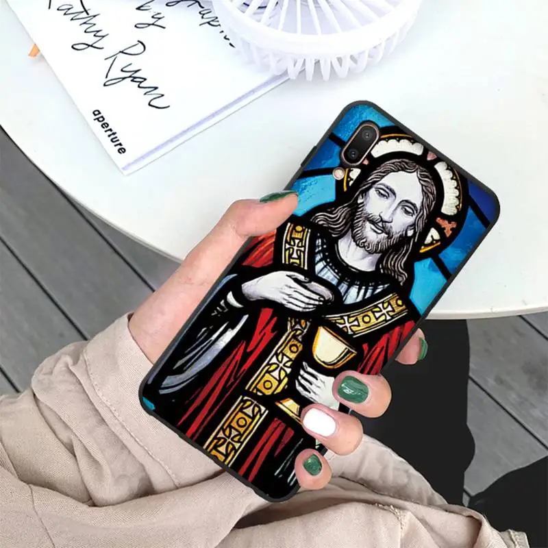 

Angel Church Jesus Stained Glass Window Phone Case for Vivo Y91C Y11 17 19 17 67 81 Oppo A9 2020 Realme c3