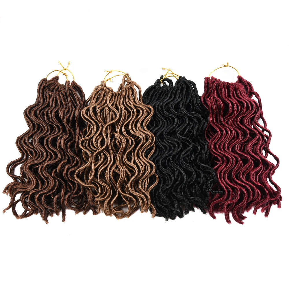 

Faux Locs Crochet Hair Ombre Wavy Braiding Hair Extensions Synthetic Curly Dreadlocks Crochet Braids for Women Burgundy Blonde