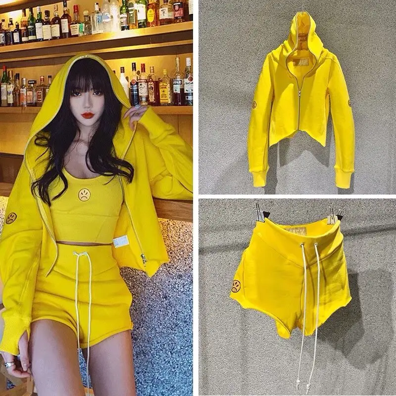 Женский Повседневный костюм осенний chandal mujer комплект из 2 предметов короткий с