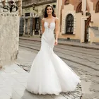 Женское свадебное платье с юбкой-годе, со шлейфом