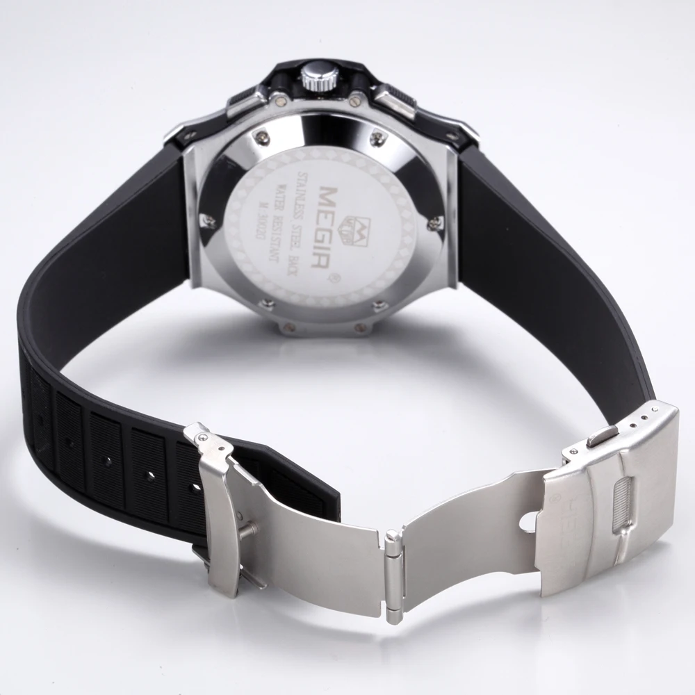 

MEGIR 26mm Black Silicone Watchband for 3002G Watch Strap Bracelet Belt