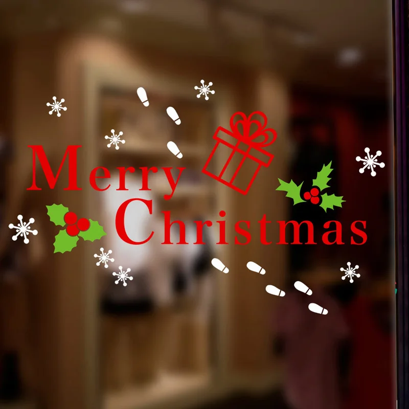 Merry Christmas стикер на стену Снежинка рождественские праздничные украшения гостиная домашний декор Новогодняя дверь из оконного стекла стикер s