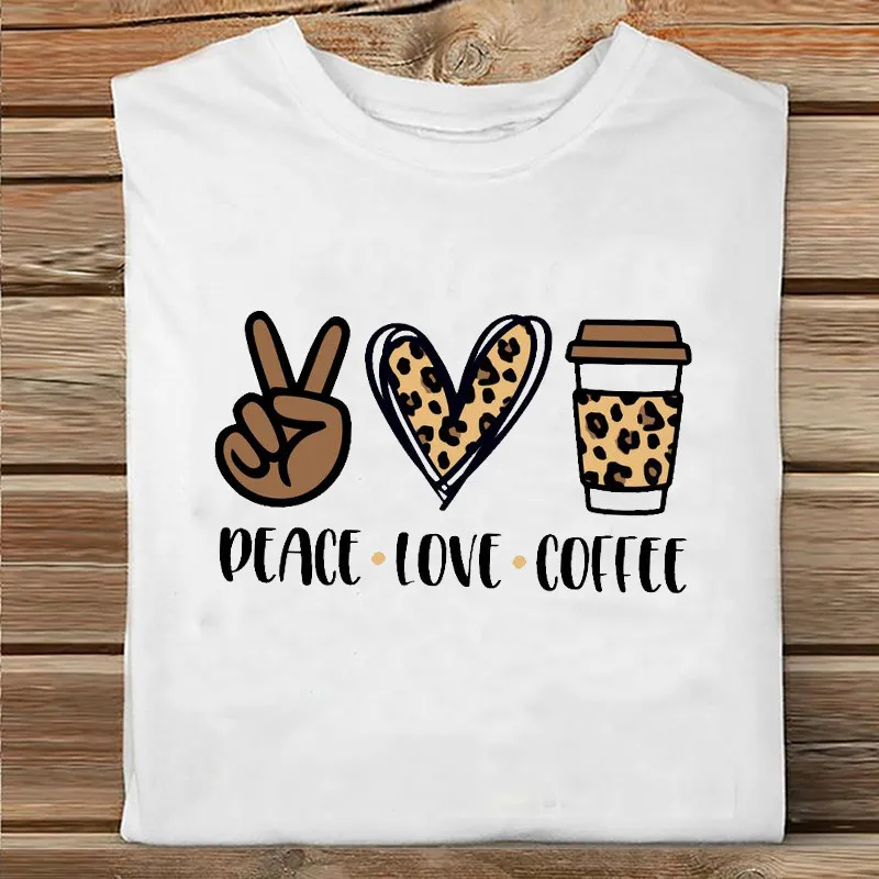 

Women Casual T-shirt Harajuku Watercolor Coffee Love Print T Shirt Summer Short Sleeved O-Neck Tshirt Women Fashion Tops Tees