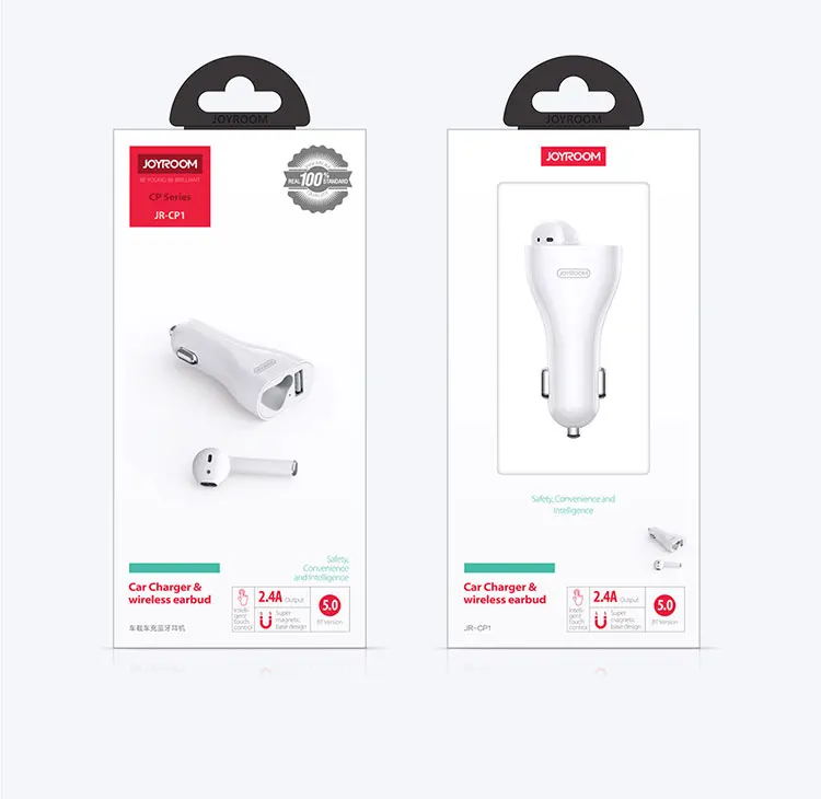 Joyroom CP1 портативный маленький Usb Автомобильное зарядное устройство стерео Bluetooth 5,0 беспроводные наушники Поддержка мобильного телефона Быстрая зарядка