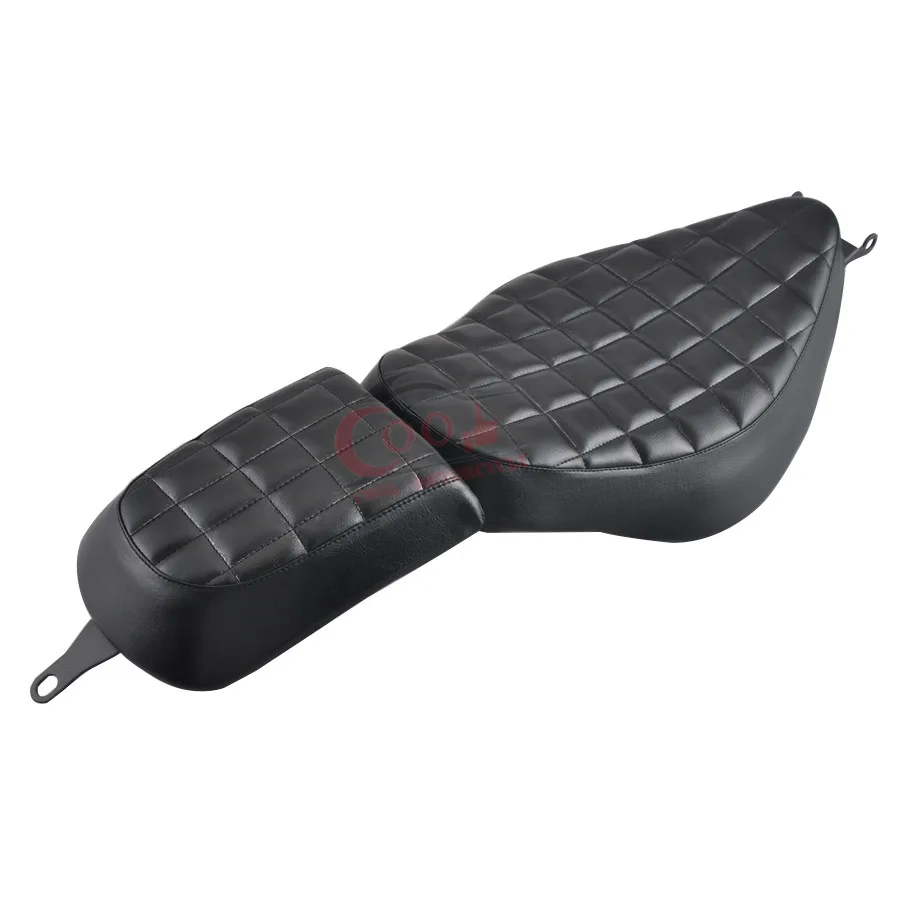 

Motorcycle Black Solo Rider Driver Seat Two-Up Seat Rear Passenger Pillion Pad For Harley Sportster XL 883 1200 48 72 Roadster