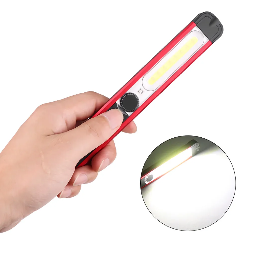 

Powerful Work Light Cob Led Flashlight Magnetic Work Lamp Usb Rechargeable Torch Inspection Light With Red