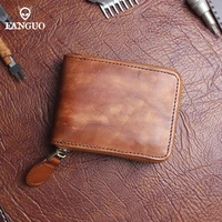 real leather organizer zipper credit card holder men business card holder women mini coin wallet for travel card bag purse