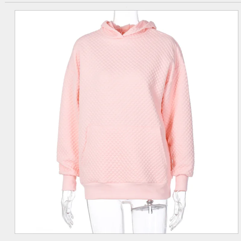 

Casual fashion street style hoodie autumn and winter new loose long-sleeved hooded top trousers ladies suit pink solid color