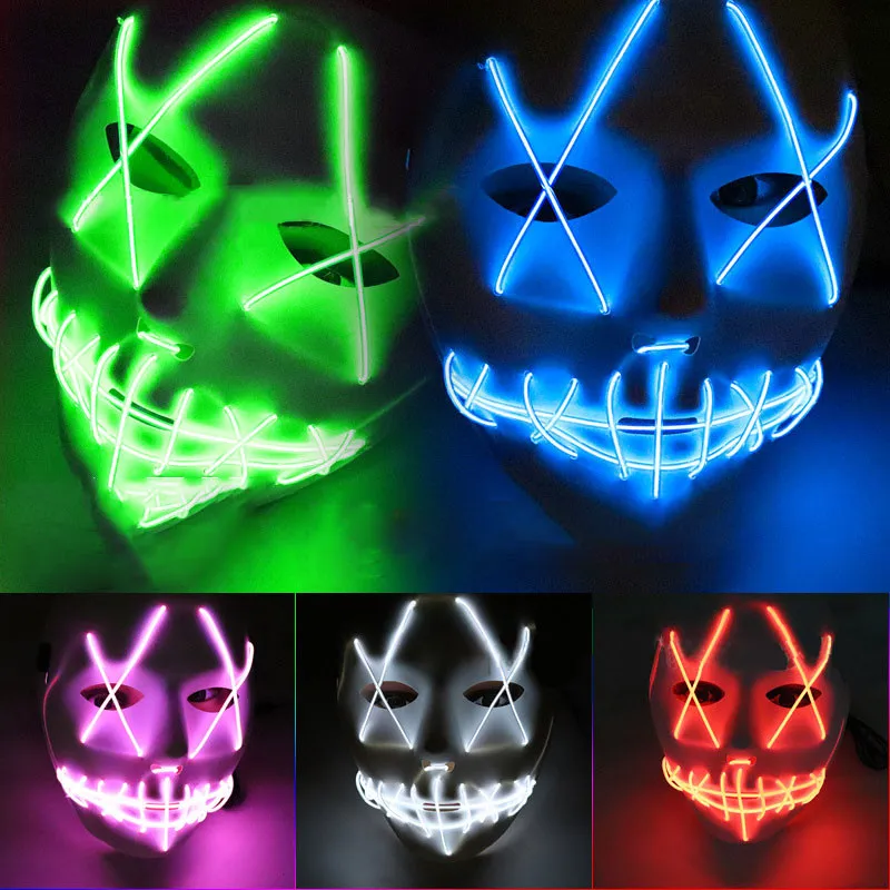 

Pumpkin Head Halloween Props Horror Ghost Face Skul Mask New Luminous LED Mask Cold Light Crazy Party Masquerade Bar Decoration