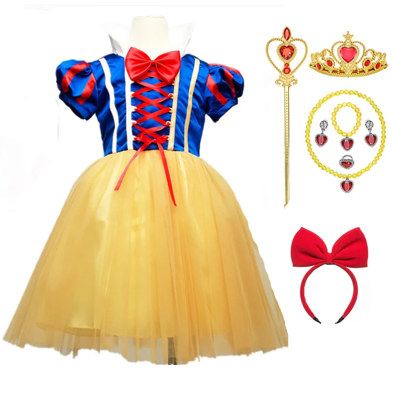 

Girls Snow White Cosplay Dresses Party Princess Dress Children's Dance Dress Baby Girl Tutu Dress Halloween Costume