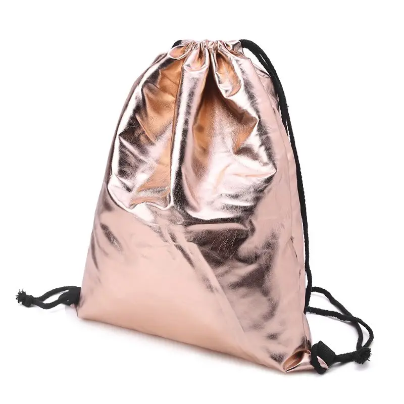 

Waterproof Drawstring Backpack Bag PU Leather Women Sport Gym Bags