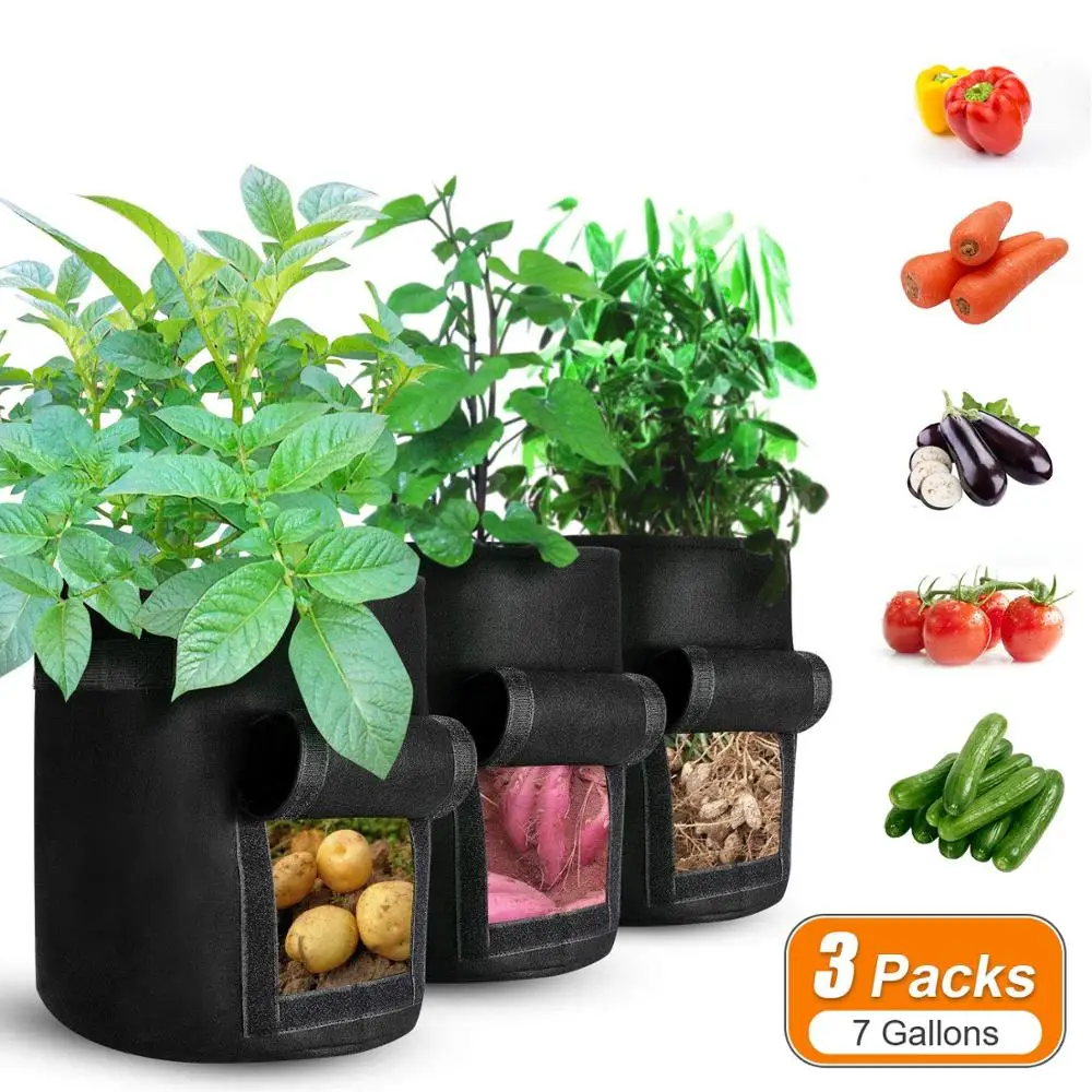 3 шт 7 галлонов нетканые ткани мешки для выращивания с ручками горшки растений