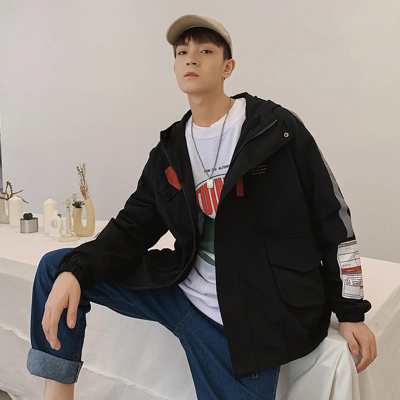 

2020 Autumn Jacket Fashion Solid Color Hooded Zipper Jacket Coats Plus Size Man Casual Loose Coats Men Clothing chaquetas hombre