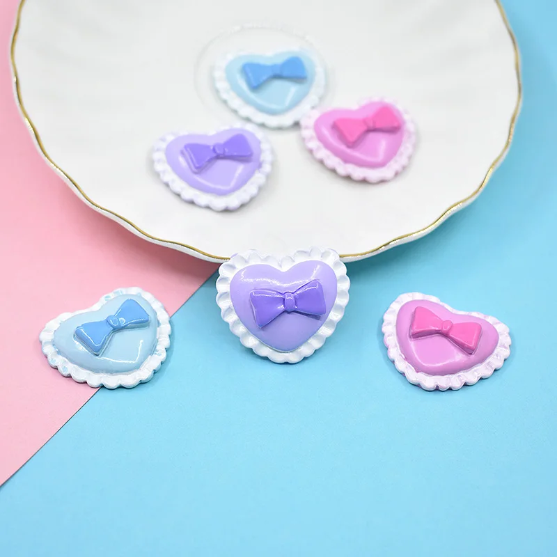 10 pcs 3431mm love cake bow flatback resin miniatures toys diy crafts phone shell patch arts kids hair accessories materials free global shipping