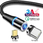 Магнитный кабель для быстрой зарядки QC 3,0, 9 В, 3 А, светодиодный кабель Micro USB Type-C Tape C, быстрая зарядка 3,0 для Samsung, Xiaomi, Redmi, Huawei, LG
