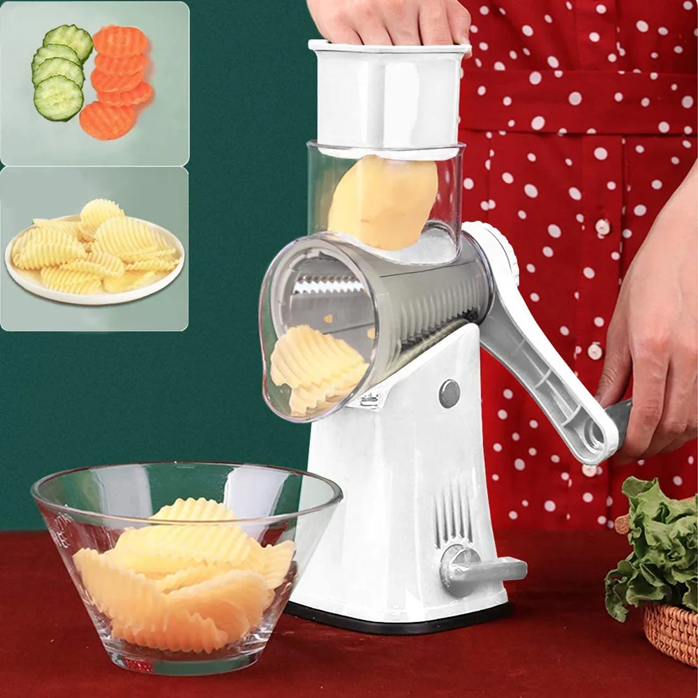 5 IN 1 Rotary Cheese Grater Shredder-Manual Vegetable Nut Grinder with Peeler Mandoline Julienne Slicer Chopper | Дом и сад