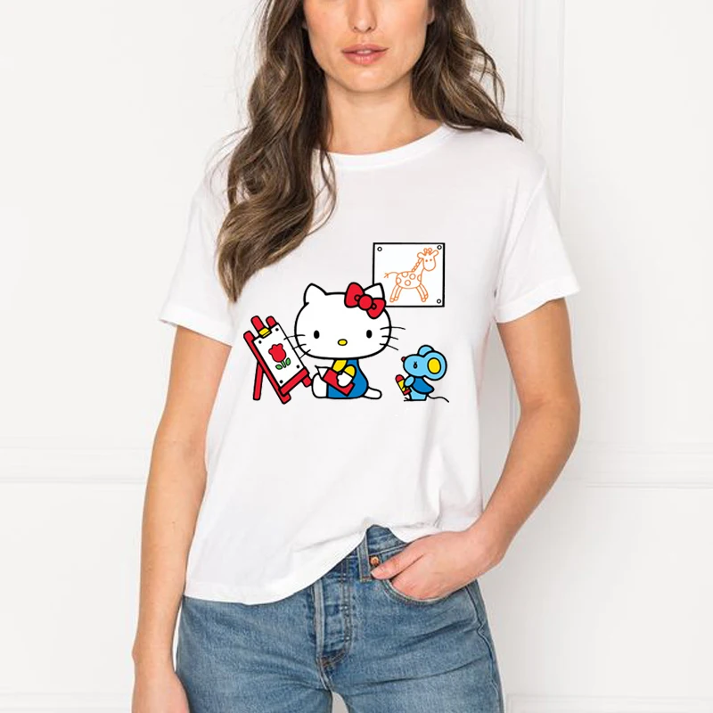 Женская летняя повседневная футболка с коротким рукавом Милые Забавные Футболки