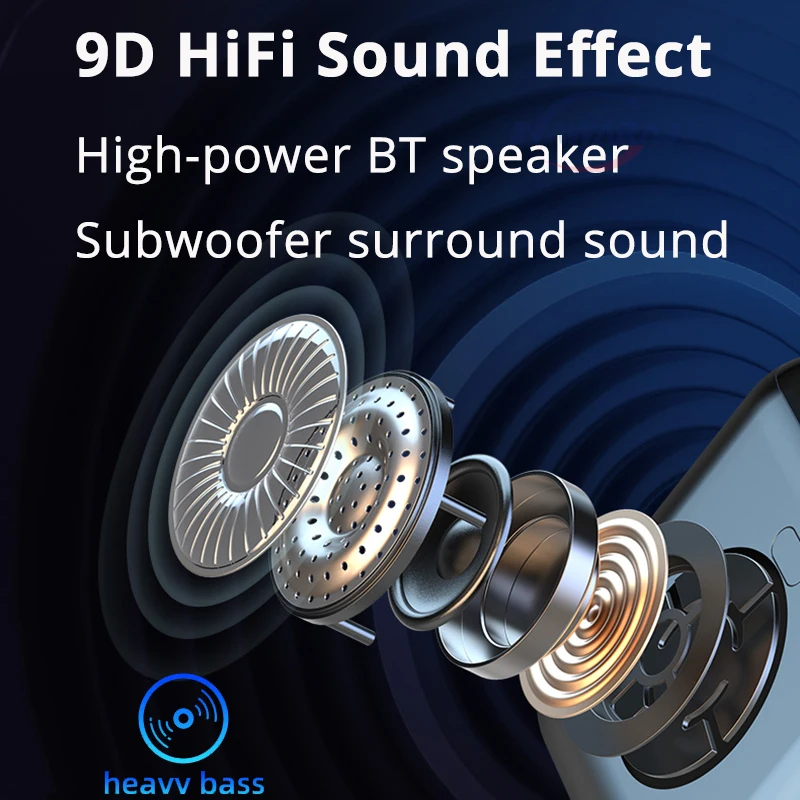

3 in 1 TWS Headphones and Bluetooth Speaker 2000mAh Charging Box Earphone LED Display 9D Hifi Wireless Headsets With Microphone