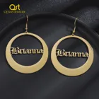 Персонализированные круглые серьги из нержавеющей стали, 18k, золотые серьги с именным именем, ювелирные изделия, серьги, подарок для женщин