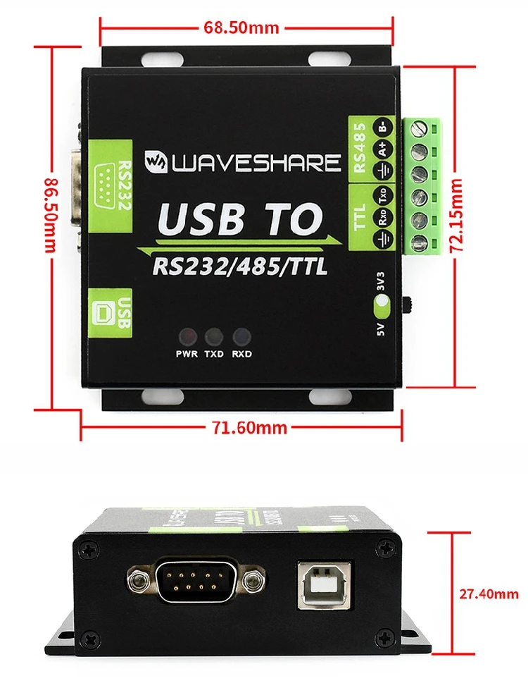 USB к RS232/RS485/TTL UART промышленного класса с изоляционным модулем связи