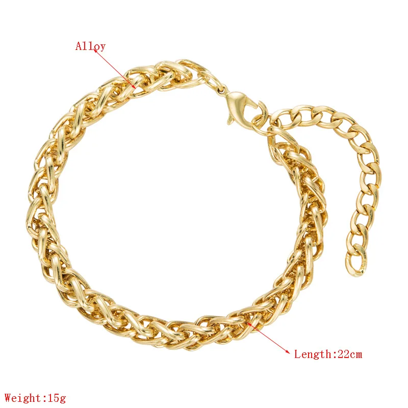 

1PCS Gold Chains Womens Mens Bracelet Metal Alloy Curb Cuban Link Chains Simple Gold Bracelet for Men Women Fashion Jewelry