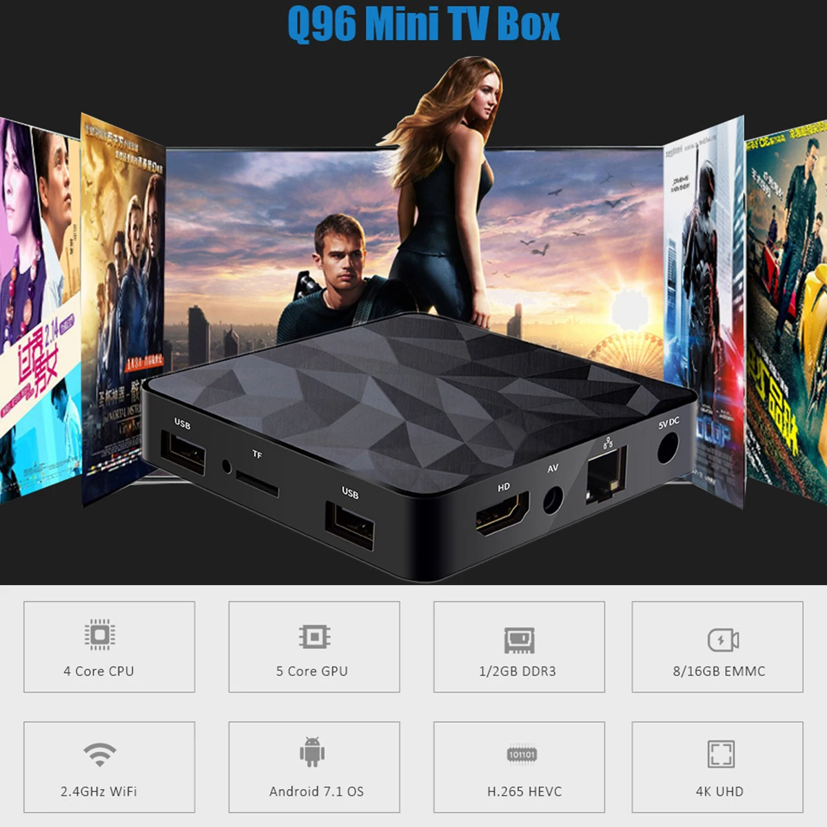 ТВ-приставка SOONHUA Mini на Android 7 1 медиаплеер 4K Smart HD ТВ-приставки с четырехъядерным