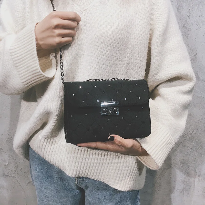 Модная плюшевая цепь маленькая квадратная сумка в Корейском стиле Baitao для ужина