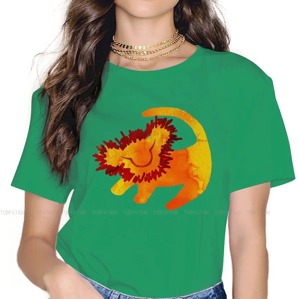

Simba O Collar TShirt Lion Stronge Fabric Basic T Shirt Girl Clothes Individuality Hot Sale