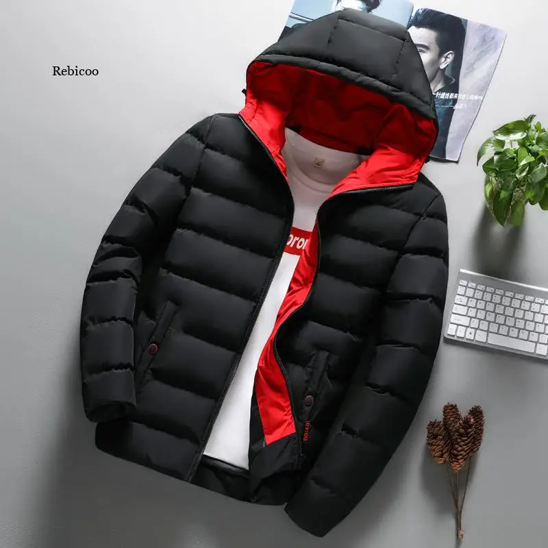 Winter Autum Men's Thick Jacket New Mens Casual Hooded Windproof Parkar Coat Fashion Warm Loose Jacket Male