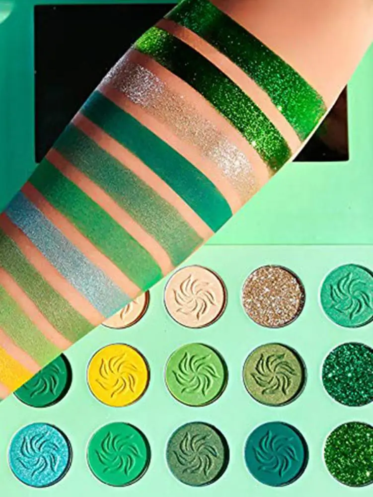 Avocado Green Eye Shadow Palette 15-color матовые мерцающие блестки Макияж Косметика стойкие тени
