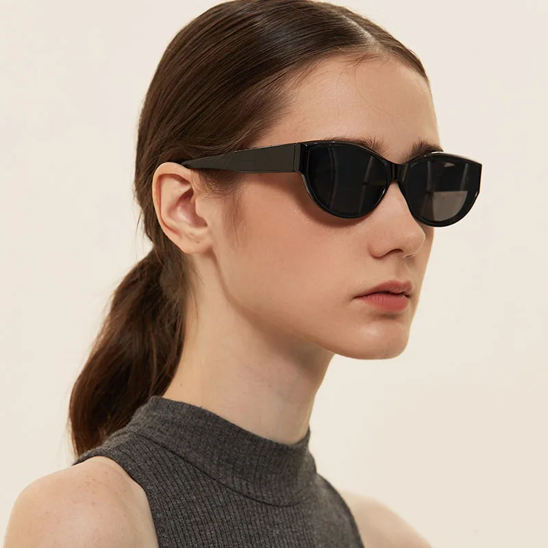 Роскошные модные солнцезащитные очки кошачий глаз женские винтажные Черные