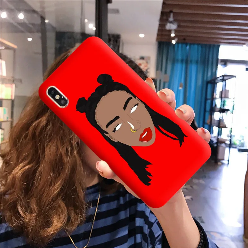 TPU Funny Black Head Girl Phone Case Make Money Not Friends Women For iPhone 11Pro Max X XR XS 8 7 6s Plus Candy Red Silicone Cover - Цвет: TPU