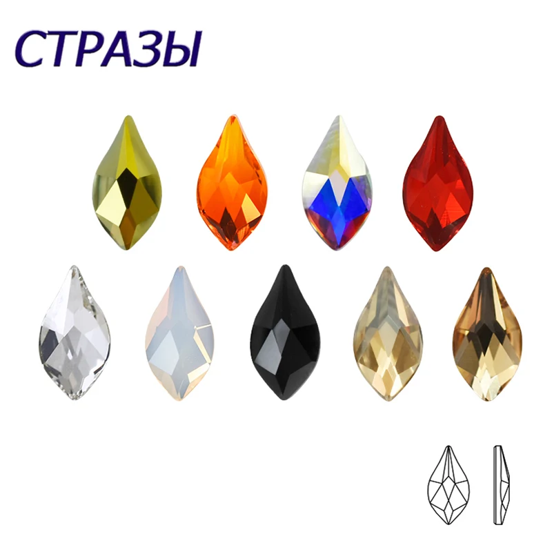 20pcs Pear Flame Mix Colors Nail Rhinestones Diamond Flat Bottom Non Hotfix Nail Art Strass Stone 3D Nail Charms  Accessories