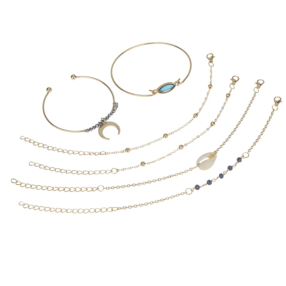 Boho модный полумесяц Кристалл JLetter любовь овальный браслет цепочка с бусинами