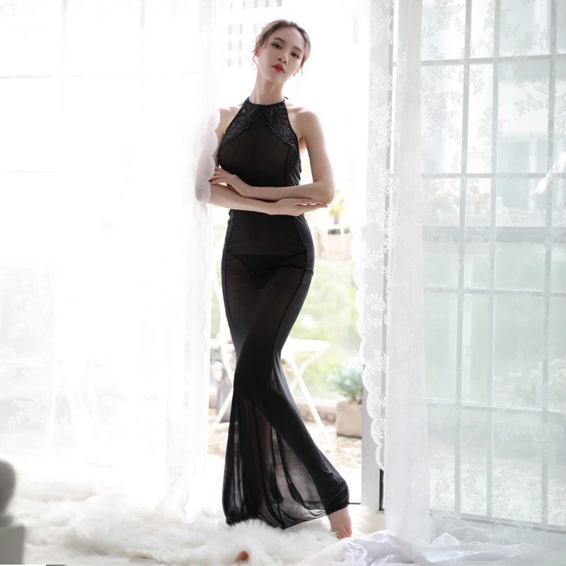 Красивая прозрачная ночная рубашка пикантные высокие ботинки без застежки