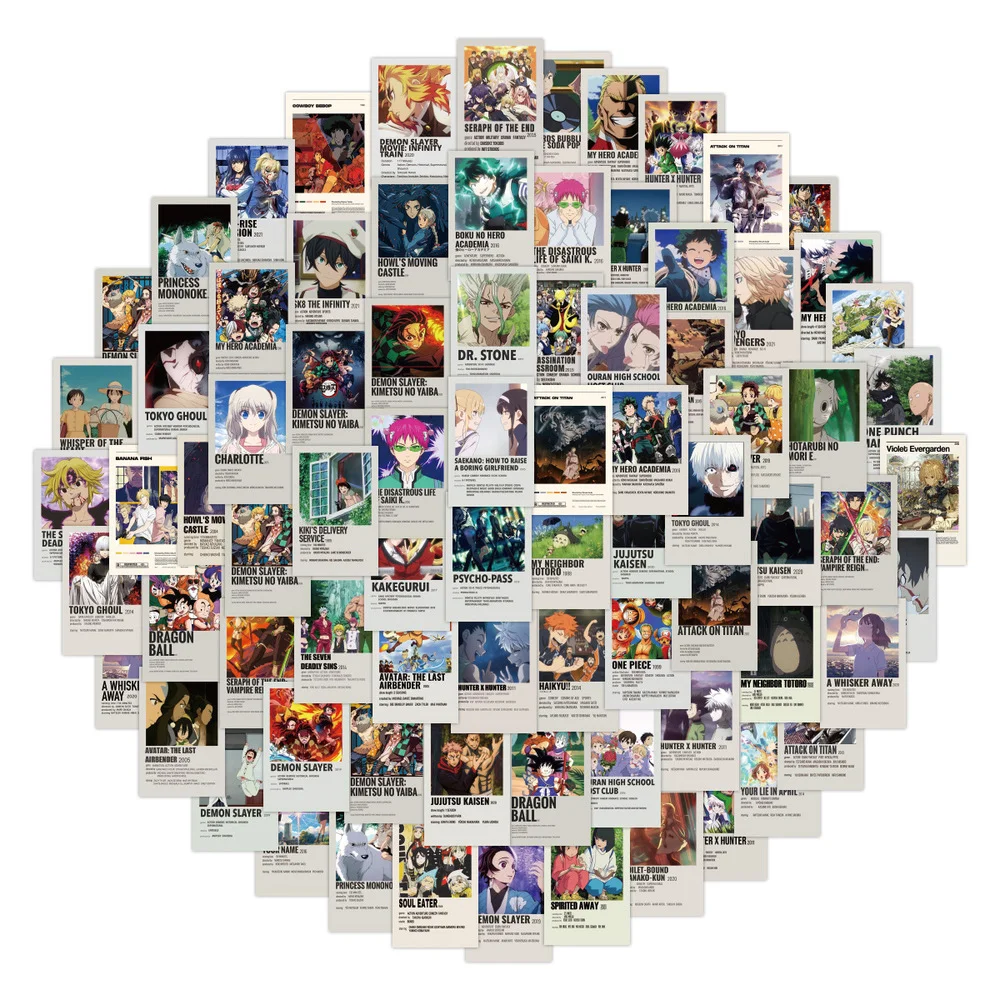 

50/100PCS Anime Stickers Mix Demon Slayer My Hero Academia Sticker Poster Phone Laptop Luggage Graffiti Kid Cartoon Sticker