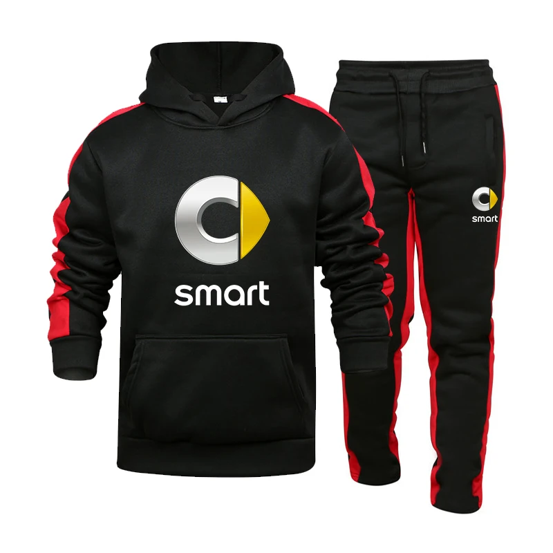 

Tracksuit Men 2 Piece Sets 2021 New SMART car Brand Autumn Winter Print Hooded Sweatshirt+pants Pullover Hoodie Sportwear Suit