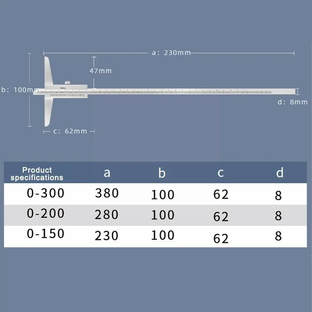 

0-150mm; 0-200mm; 0-300mm Car Tire Tread Vernier Depth Steel Caliper Moto Gauge Tool Measuring Gauge Ruler Truck Q0Z2