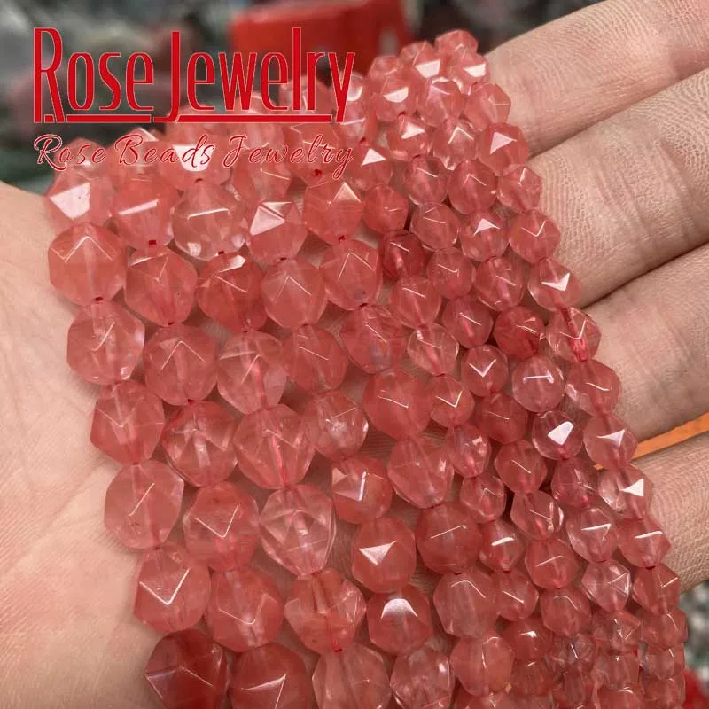 

Natural Faceted Smooth Watermelon Red Stone Beads For Jewelry Making DIY Bracelet Accessories 15"Strand Wholesale Price 6/8/10mm